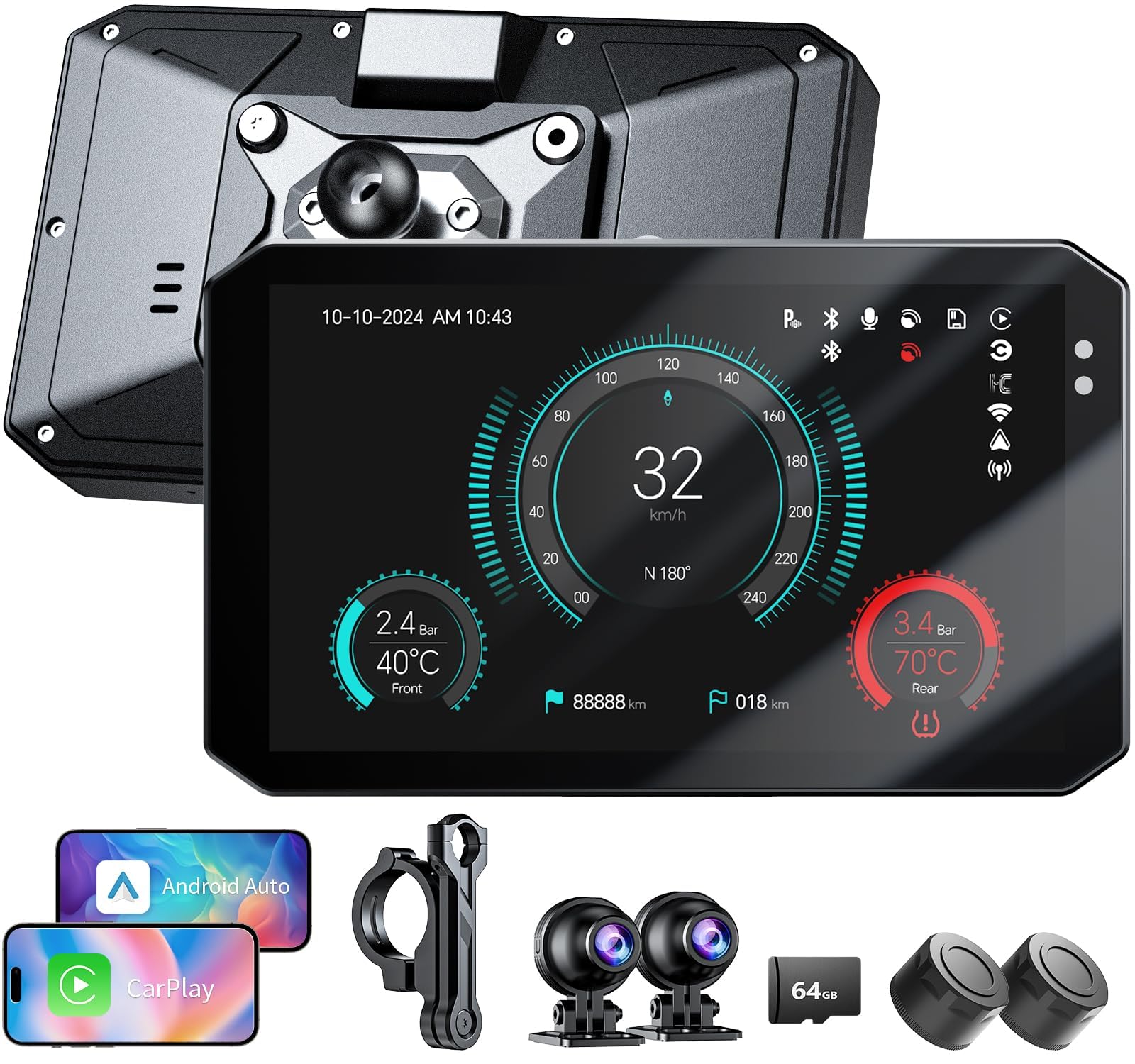 Amazon.co.jp: バイク用ドライブレコーダー CarPlay/Android