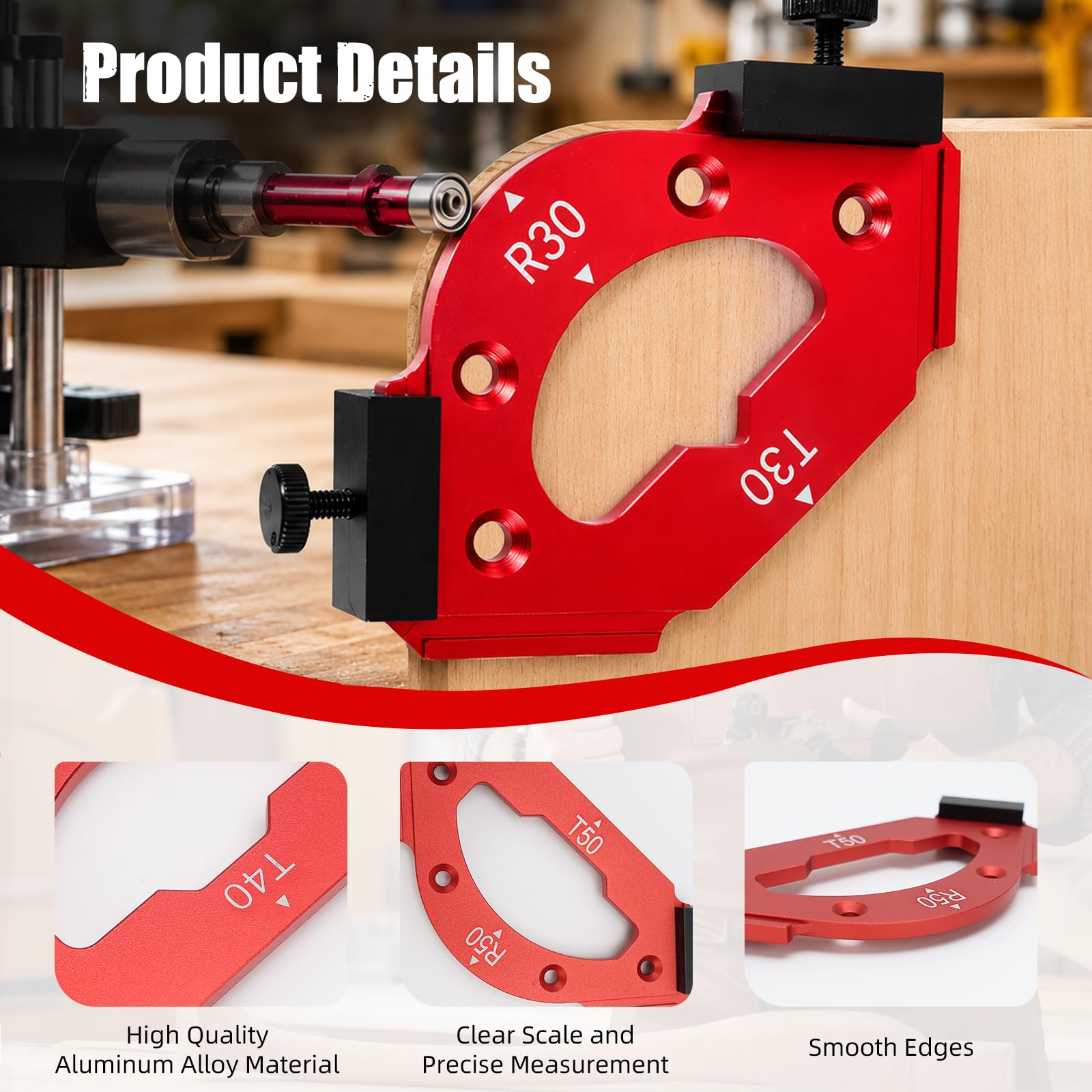 7 sztuk szablonów do frezarki górnowrzecionowej, akcesoria do frezarki górnowrzecionowej, promień jig router szablony narożne, do obróbki drewna R10 R15 R20 R25 R30 R35 R40 R50 R60, do