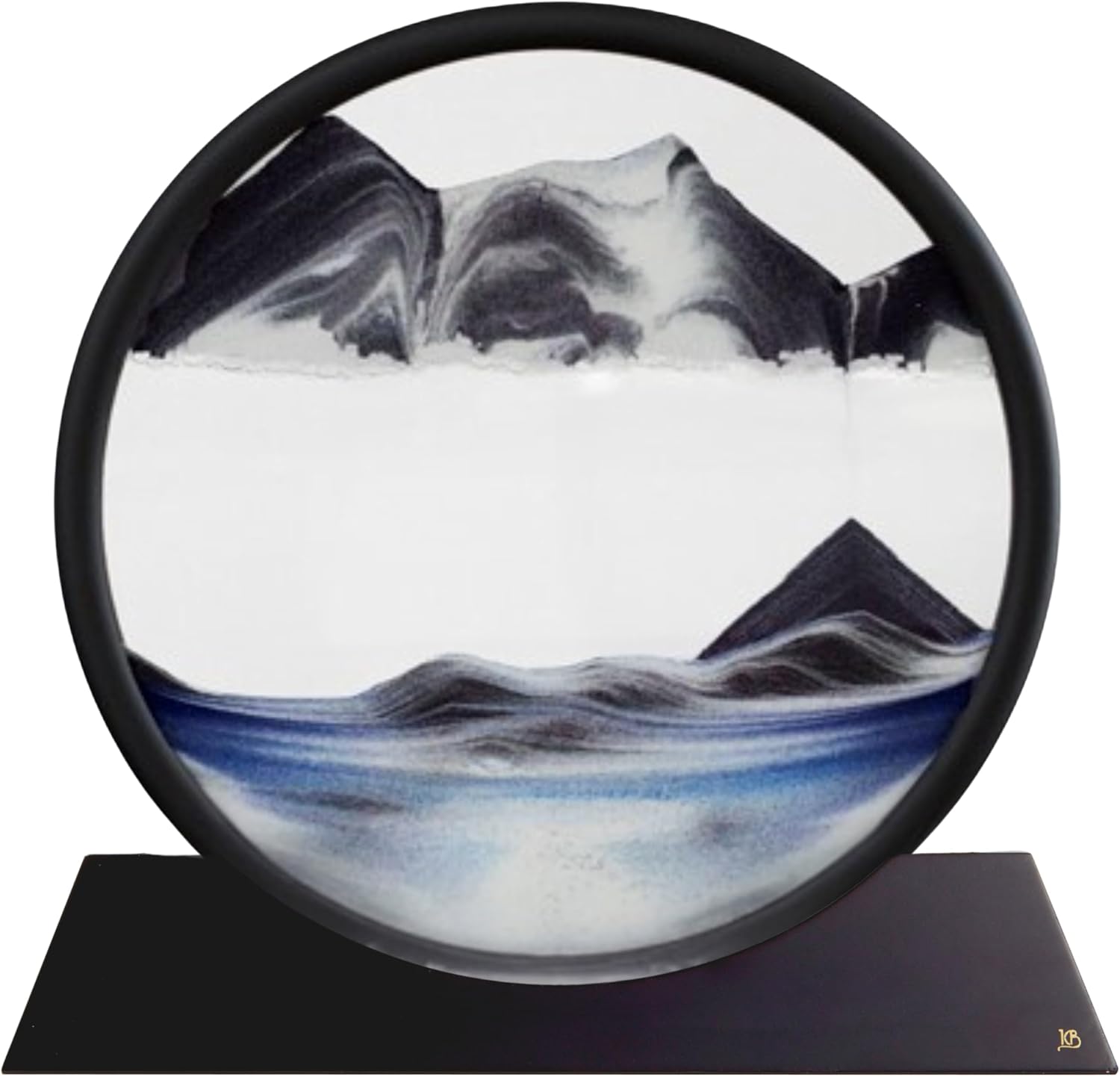Deep Sea Meteor Moving Sand Art - Black- Original Moving Sand Picture by KB Collection - A Relaxing Desktop Sandscape, Landscape Liquid Motion Sands - Handcrafted in Austria
