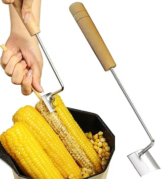 Corn Peeler, Corn Stripper for Corn on the Cob, Stainless Steel Corn Planer Corn Cutter, Quick and Safe Corn Kernel Stripping Tool for Kitchen Chef Culinary Enthusiast, Easy to Clean B