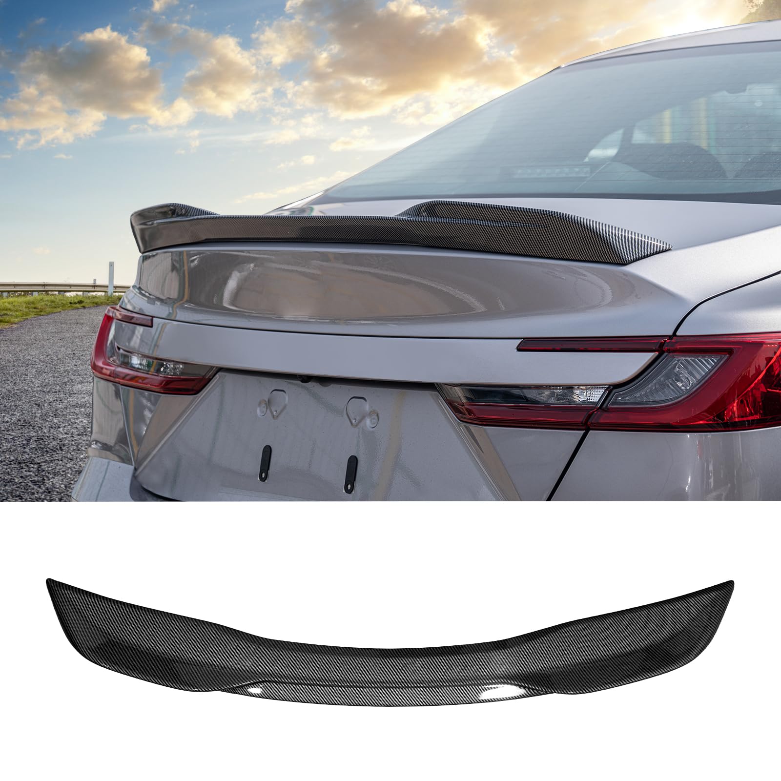 Spoiler Wing Compatible with 2025 Toyota Camry Rear Trunk Spoiler Wing Tail Lip ABS Plastic for Toyota Camry Accessories (Glossy Carbon Fiber Pattern)