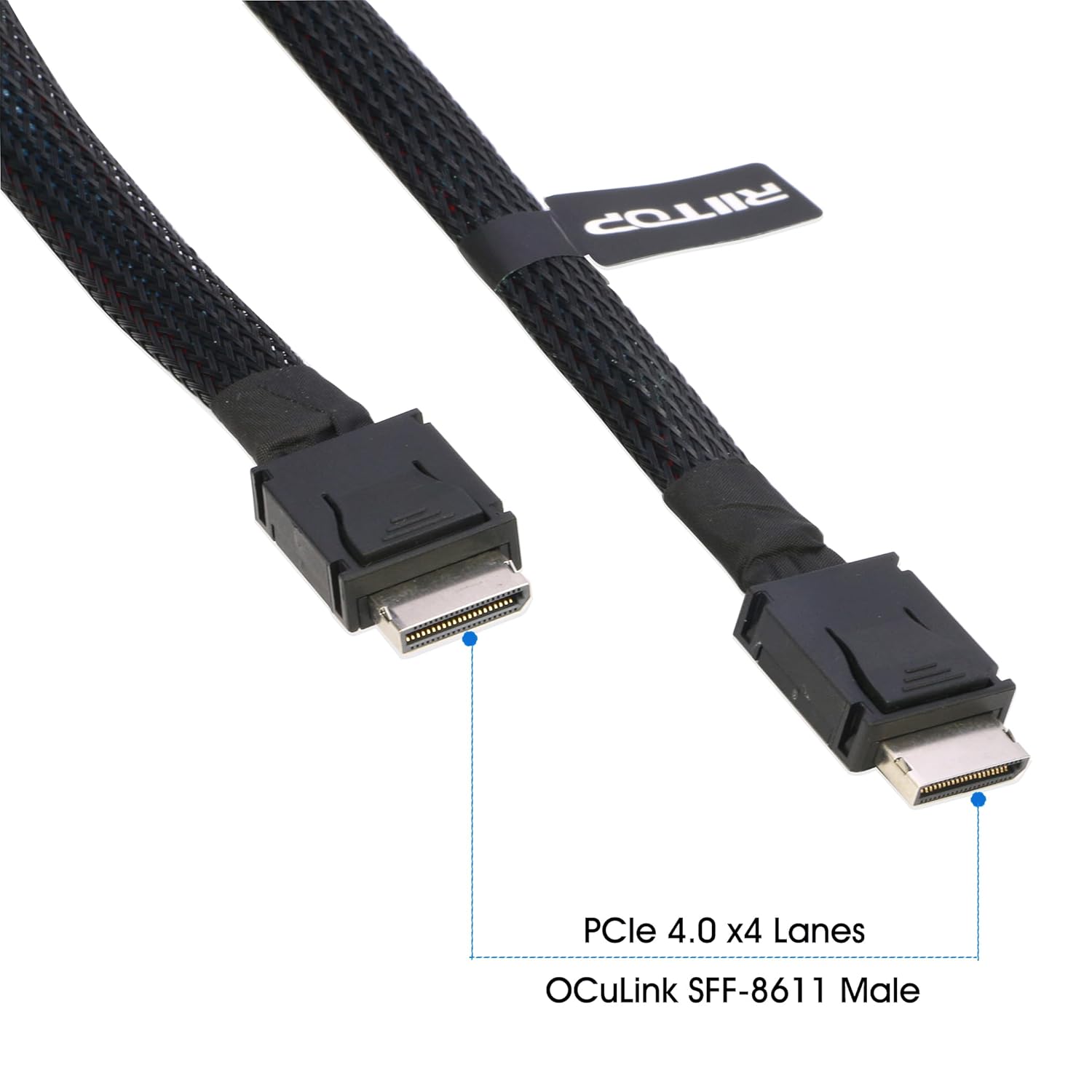 RIITOP Oculink Cable Short [1.6ft], PCIe 4.0 SFF-8611 4i Male to Male Cord for Oculink eGPU onexGPU