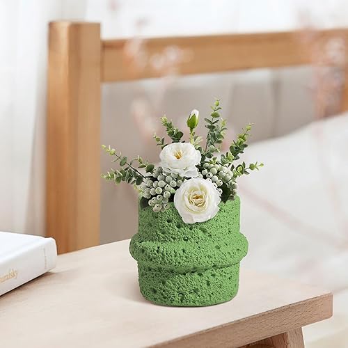 Miniatura 9 de Maceta de cemento para suculentas, plantas de serpiente, maceta estilo piedra de lava con orificio de drenaje, paquete de 2 macetas de aloe de