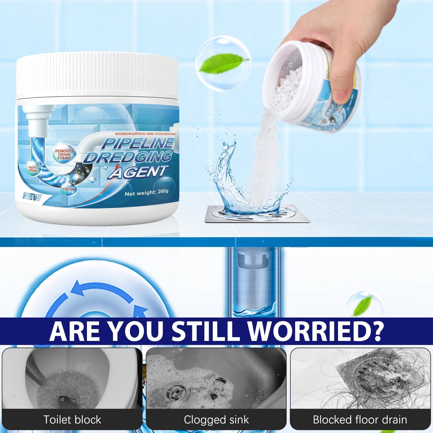 Sink Drain Hair Clog Remover Cleaner, Drain Clog Remover Agent, Toiletunclogger Heavy Duty, Unclog Clogged - Image 2