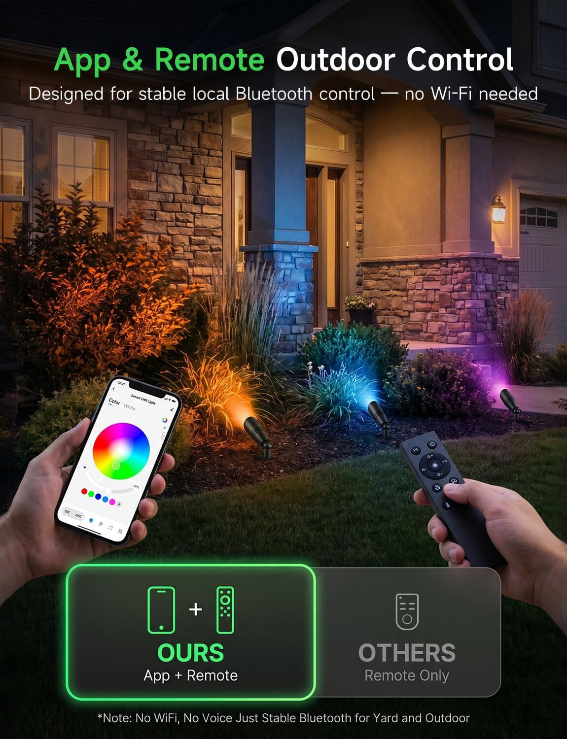 Smart RGBCW Low Voltage Landscape Lighting for Tree, 12v Outdoor Color Changing Spotlights, App & Remote Control, Replaceable Bulb, IP65 Waterproof, Transformer and Wire Not Included, 4 Pack