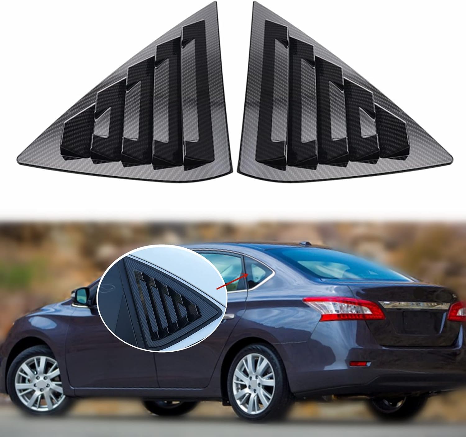 MOFANS 2pcs Rear Side Window Louvers Panel Fit for Nissan