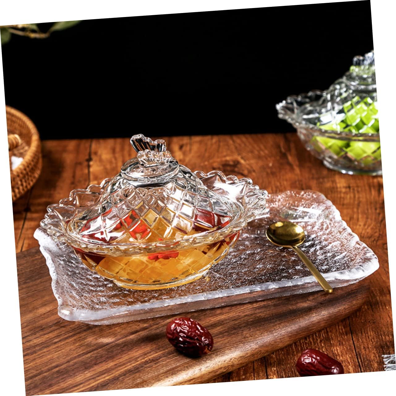 SHOWERORO Glass Dessert Serving Bowl Lid Elegant Snack and Fruit Storage Bowl for Home Use for Soups Rice Salads and More for Parties and Gatherings