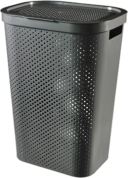 Curver Laundry Basket, 60 L, 43.7 x 35.1 x 60.2 cm, Recycled Plastic, Anthracite Grey