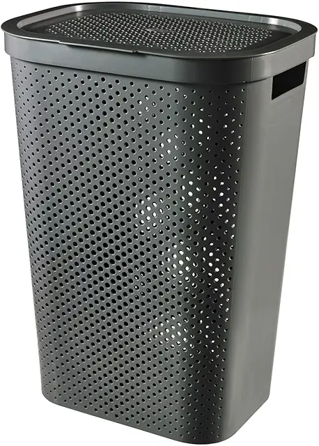 Cesto de Ropa Suja Curver 60L, Material Reciclado, Cinza Escuro