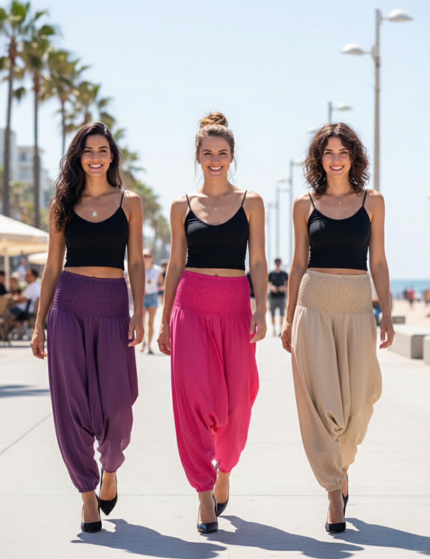 PANASIAM Sarouel Femme 2-en-1 Aussi comme Combinaison – Pantalon Aladin 100% Viscose, Doux & léger – Taille élastique, Coupe Ample – Unisexe, idéal pour Le Yoga, Les Loisirs & Le Voyage