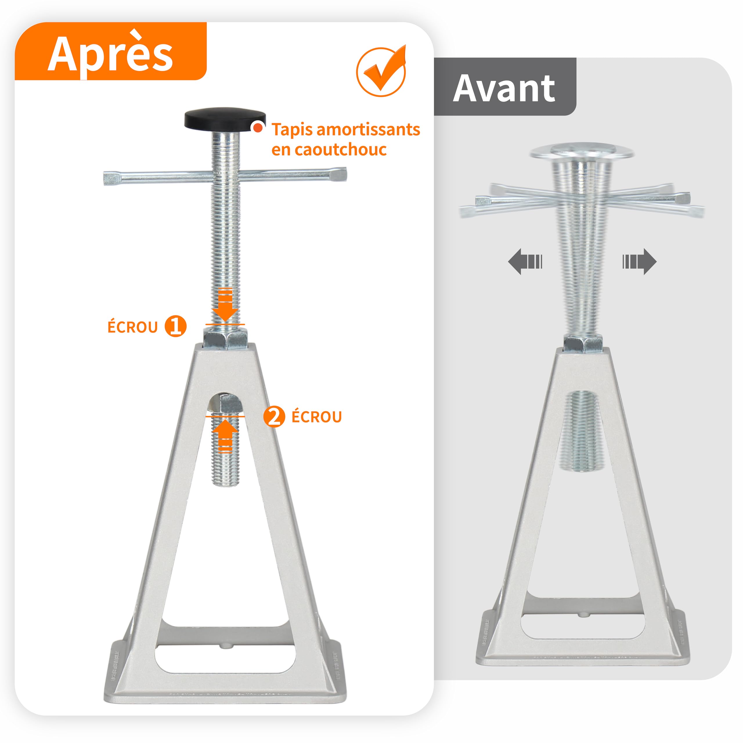 OULEME Lot de 4 Chandelles stabilisateurs en Aluminium Hauteur Réglable pour Camping-Car caravanes Jusqu'à 3600 kg