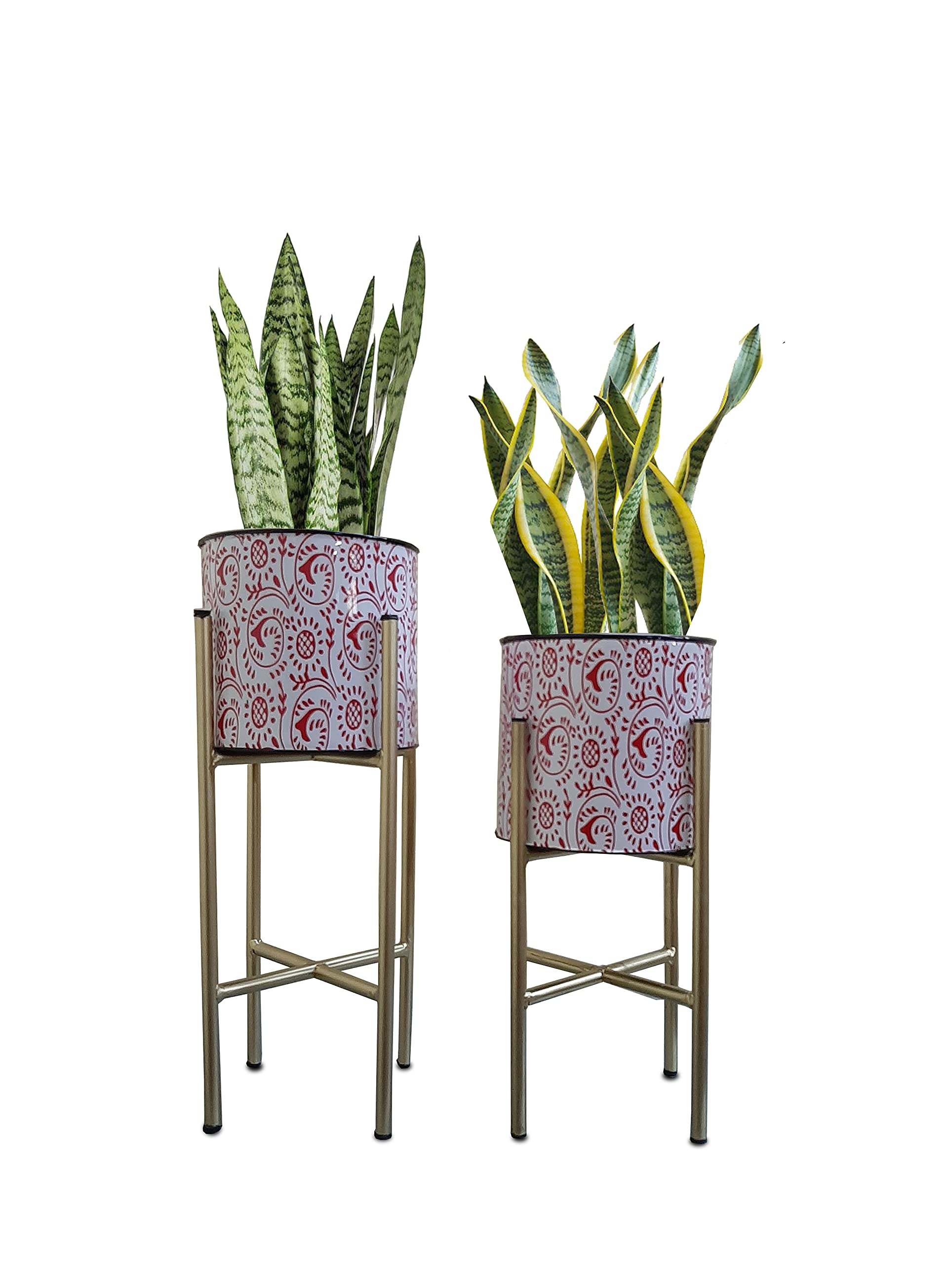 Ezzu Crafts Set of 2 with Decorative Pot Metal Modern Planters with Stand, Gold Stand with Color Full (Painted) Pot Standard for Home Decor, Garden, Office,Living Room etc (B094ZNP7TF) Amazon Price History, Amazon Price Tracker