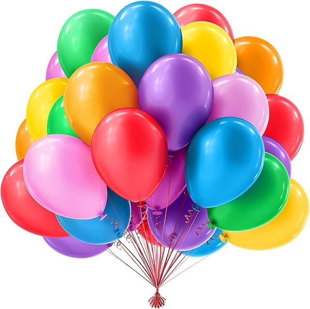 OWill Rainbow Balloons, 50 pcs 10 inch Latex Balloons Pack with Balloon Kit, Party Balloons, Birthday Party Decorations , Multicoloured Balloons for Rainbow Party Decorations for Kids