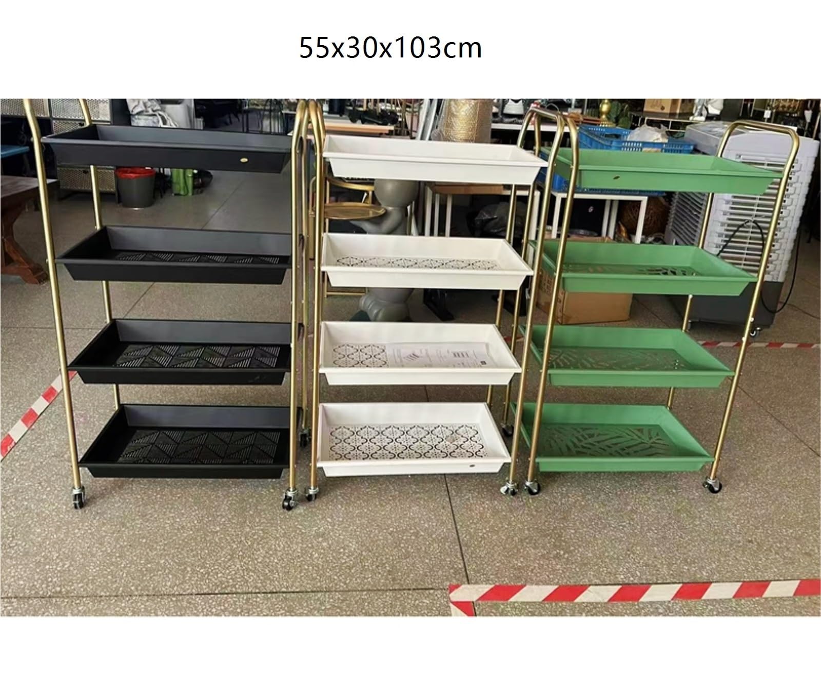 Carrito rodante de metal de 4 niveles, almacenamiento versátil para oficina, baño, cocina, carrito utilitario resistente con ruedas (blanco)