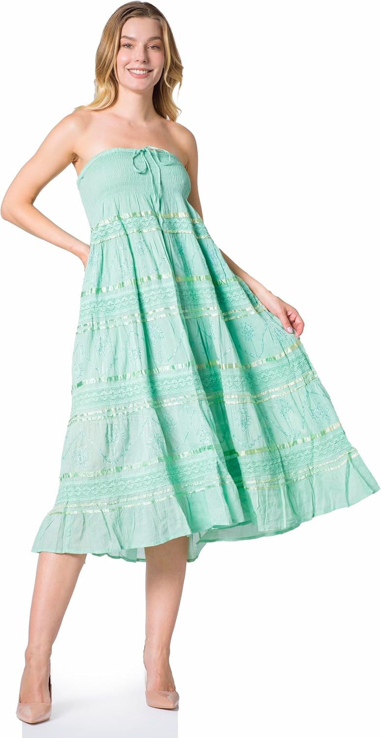 Sakkas Lace and Ribbon Peasant Boho Skirt