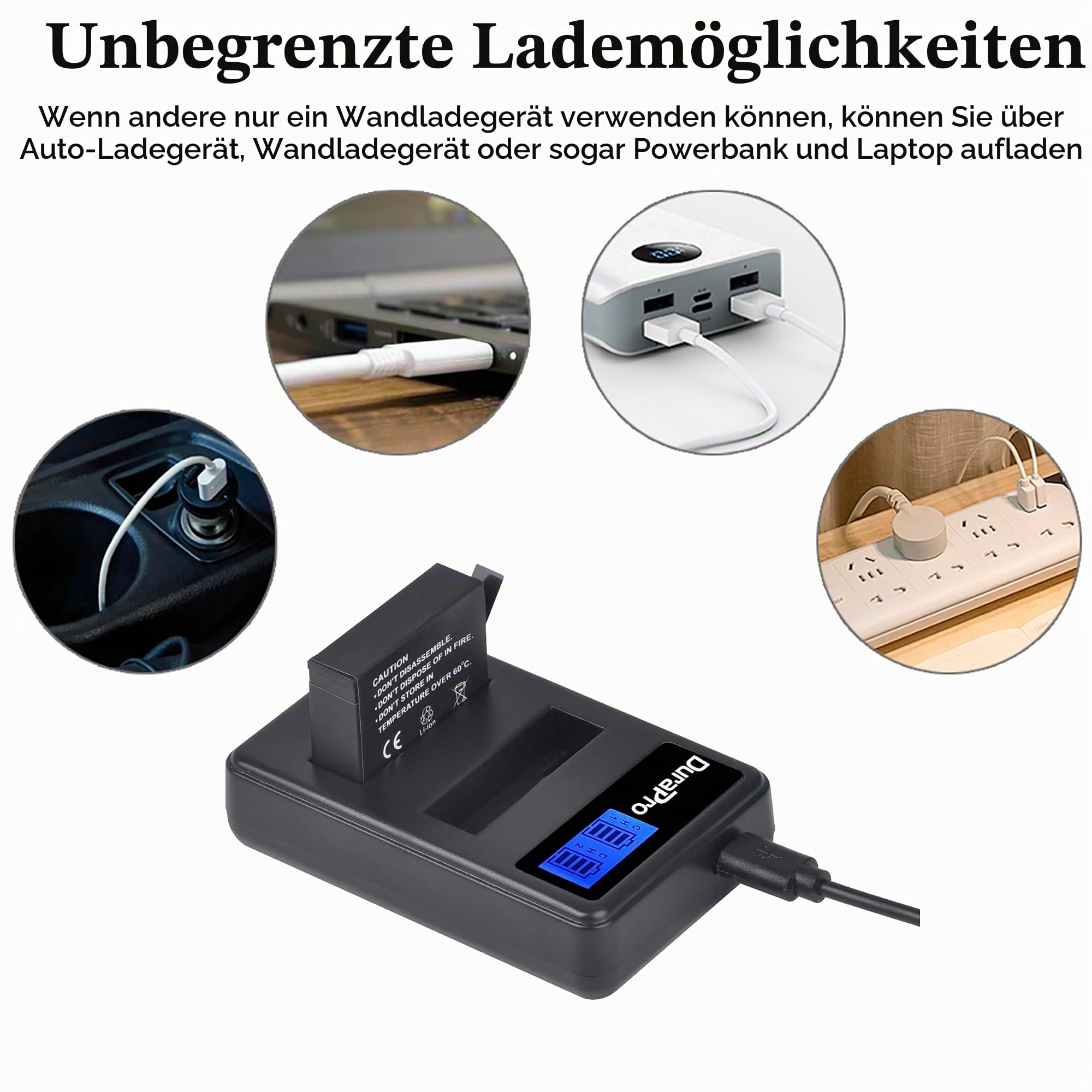 DuraPro 4X 1680mah Akku + LCD Dual USB Ladegerät für Gopro 4 Akku Gopro Hero 4 AHDBT-401 Kameras
