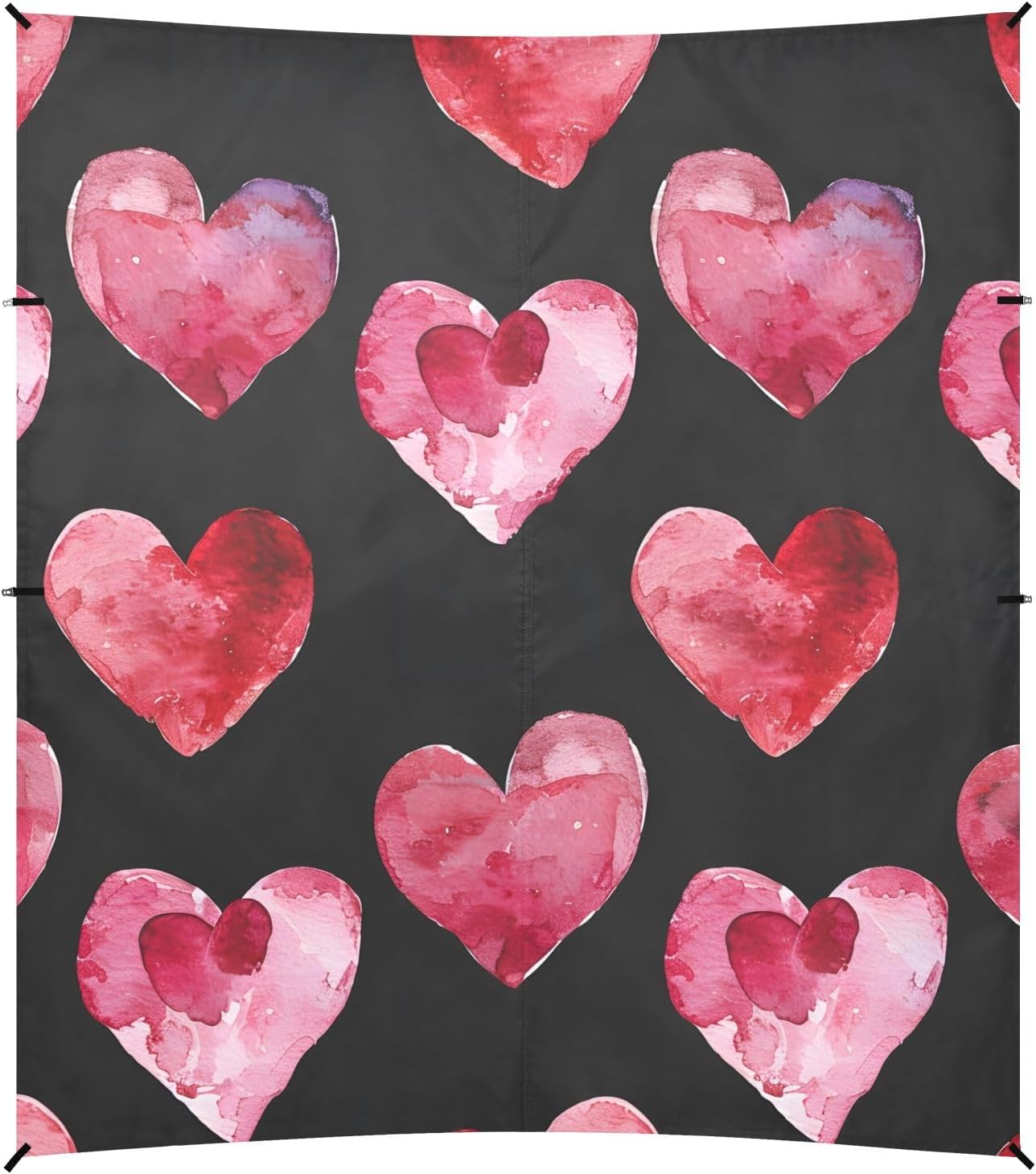 Pink Heart Camping Sun Shelter, Beach Tent Portable Beach Sun Shade Outdoor Canopy for Camping Trips Fishing Picnic