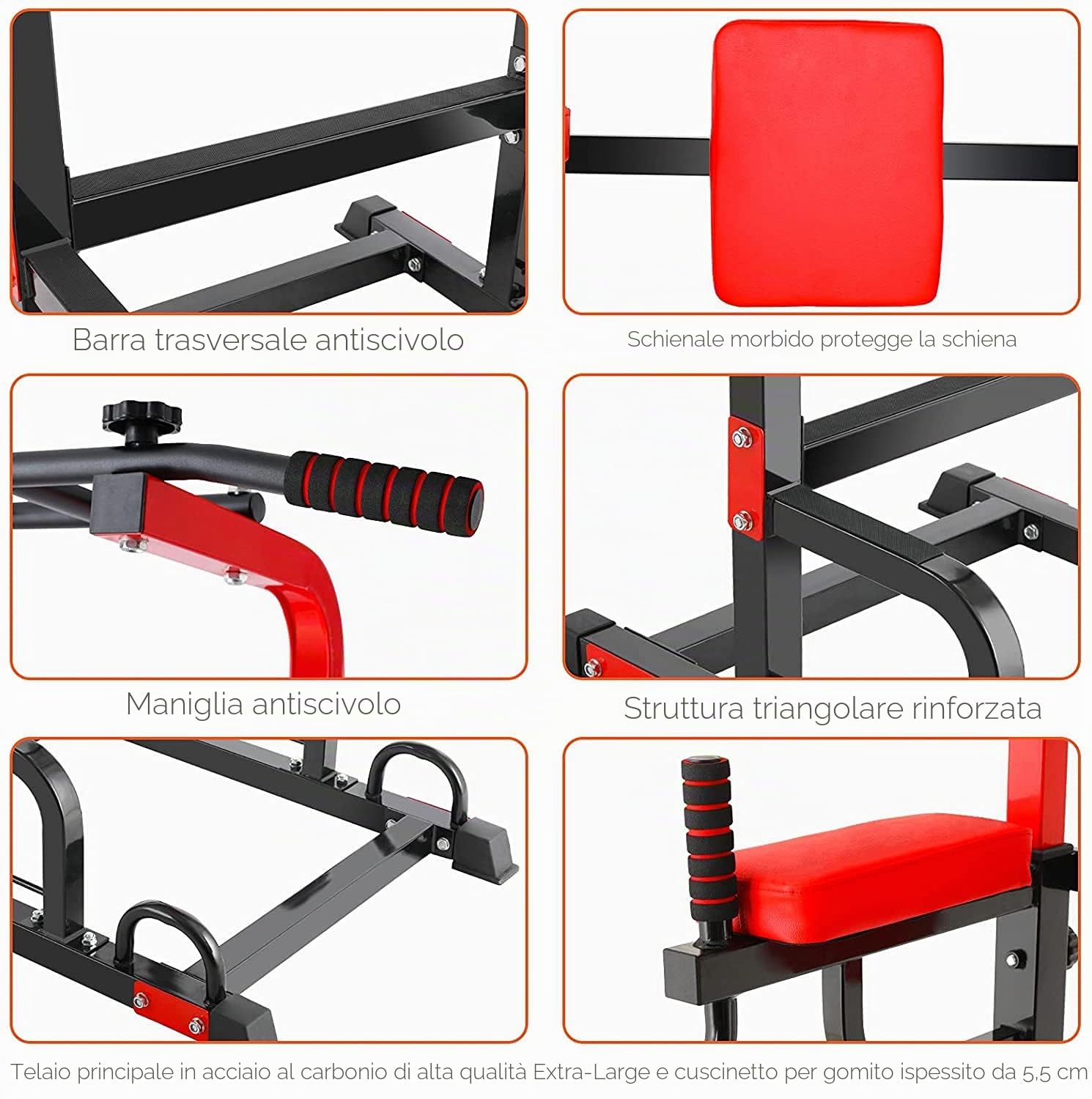 TLGREEN Power Tower Dip Station, stazione di forza fitness con barra per trazioni, torre di potenza multifunzionale per allenamento a casa in palestra, carico 200 kg