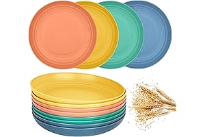Set Of 8 Wheat Straw Plates: Microwave Safe, Unbreakable 10” Plates
