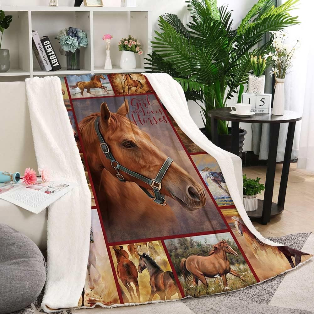 Horse Lover Blanket Gifts for Girls Birthday,Decor Soft Flannel Throw Blanket 50" x 60" - Image 5