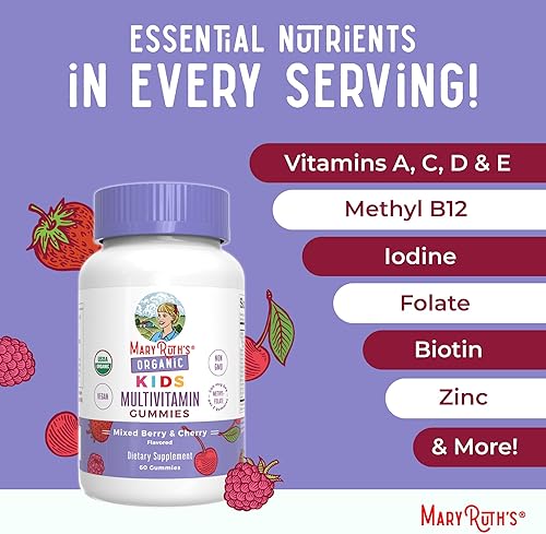 Miniatura 7 de Vitaminas para niños de MaryRuth's | USDA Organic | Gomitas multivitamínicas para niños de 4 años | Multivitamínico para niños | Vitaminas para