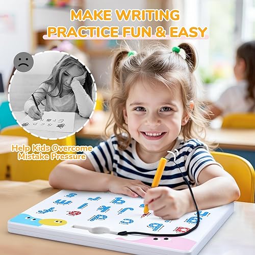 Miniatura 5 de JoyCat Tabla magnética de seguimiento de letras, imanes ABC de doble cara 2 en 1 para niños de 3 a 5 años, práctica de escritura de letras