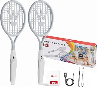 W WITI Motion Gaming Console for Kids & Families, 2-Pack Smart Rackets | Plug & Play Video Game System for Indoor Physical Activity & Family Fun | No Console Required | 8 Sports Game Included
