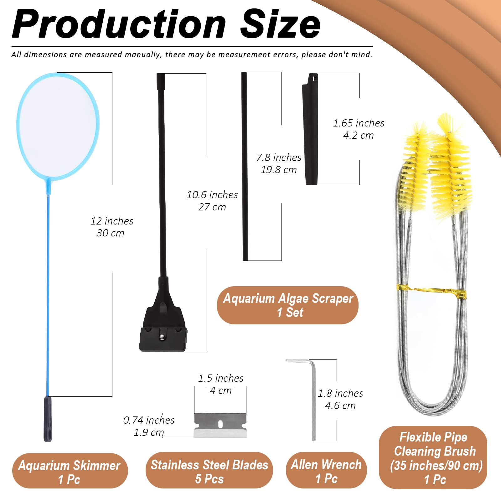 Wokape 15Pcs Aquarium Aquascaping Tools Kit with Replacement Blades, Stainless Steel Aquarium Plant Tools for Clean Fish Tank - Image 2