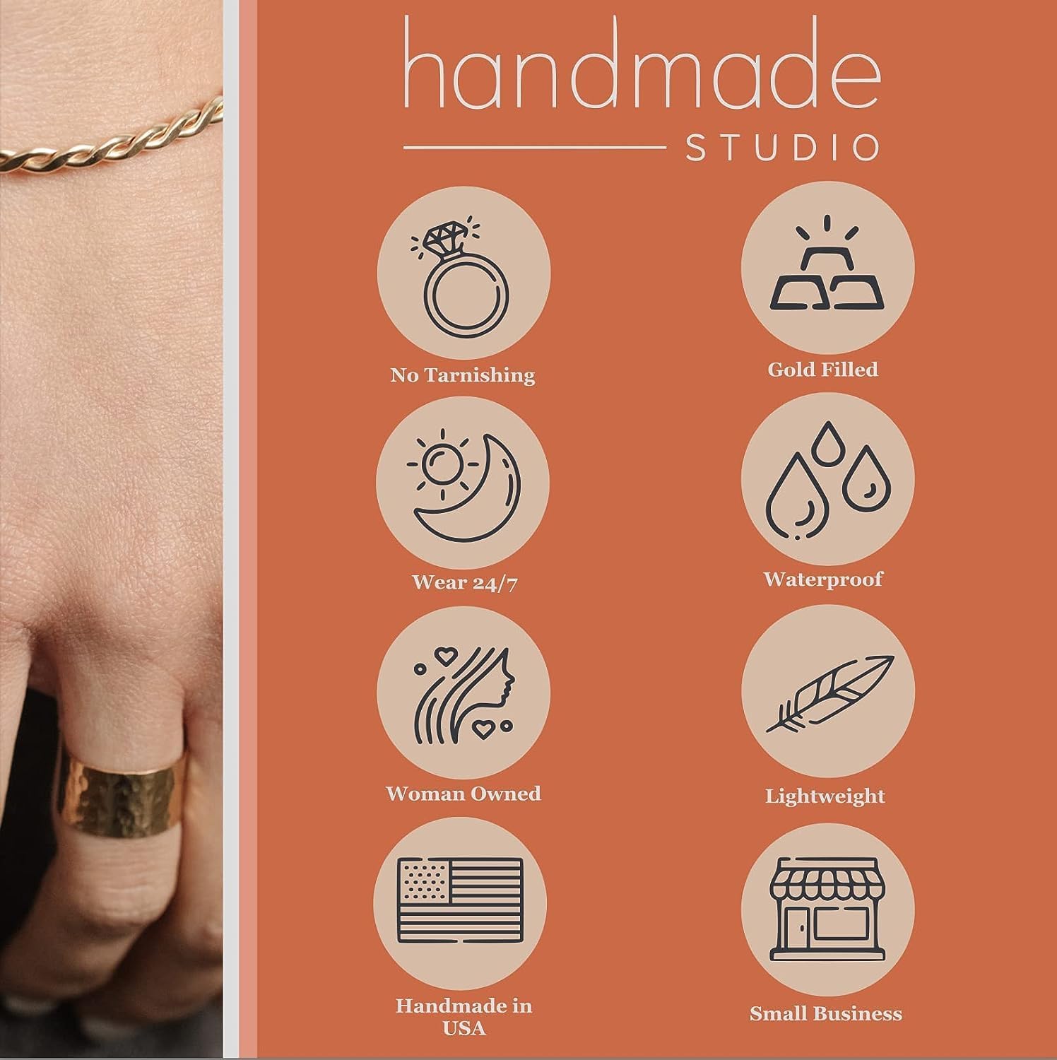 Harmony Braided Stacking Ring | Gold Statement Ring | Gold-Filled for Women | Simple and Elegant | Minimalist Jewelry | Waterproof Everyday Wear | Stacking Ring | Handmade - Image 8