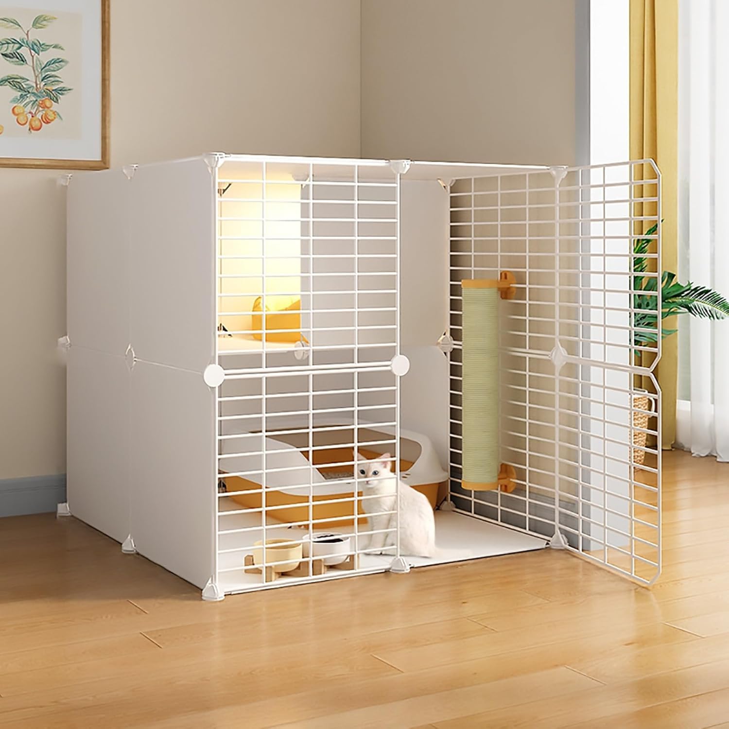Parc pour chat d'intérieur sécurisé : fini les bêtises avec cet enclos amovible