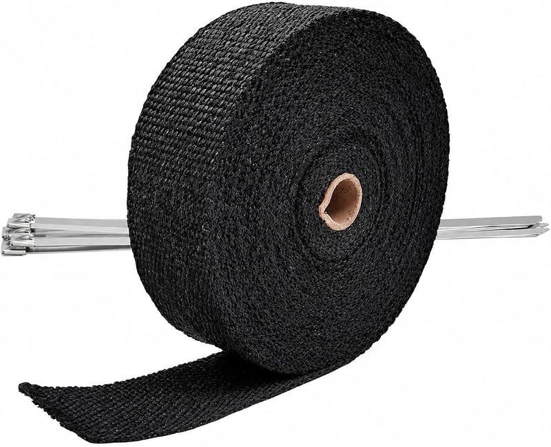 Manta térmica para escapamento Ucreative de fibra de vidro preta – 5,08 cm x 15,24 m