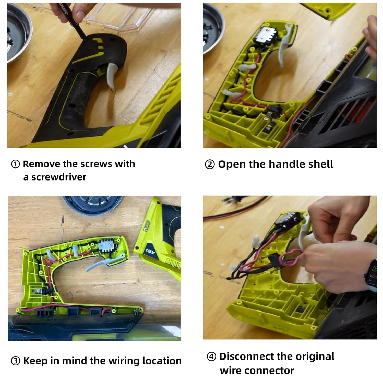 Upgrade 291632001 Genuine Wiring Harness Replaces Parts (UL-Listed) for Ryobi 18V Cordless Leaf Blower Switch,with 1 Screwdriver and 5 Closed End Crimp Connectors