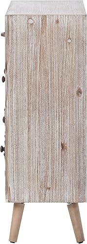 Miniatura 5 de Amposei Cómoda de madera rústica de 34 pulgadas con 8 cajones y patas de madera para sala de estar entrada dormitorio marrón