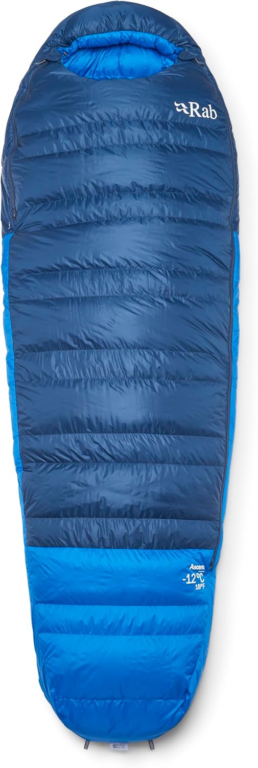 Rab Men's Ascent Down Sleeping Bag - Lightweight Warm Mummy Sleep Sack for Camping & Backpacking