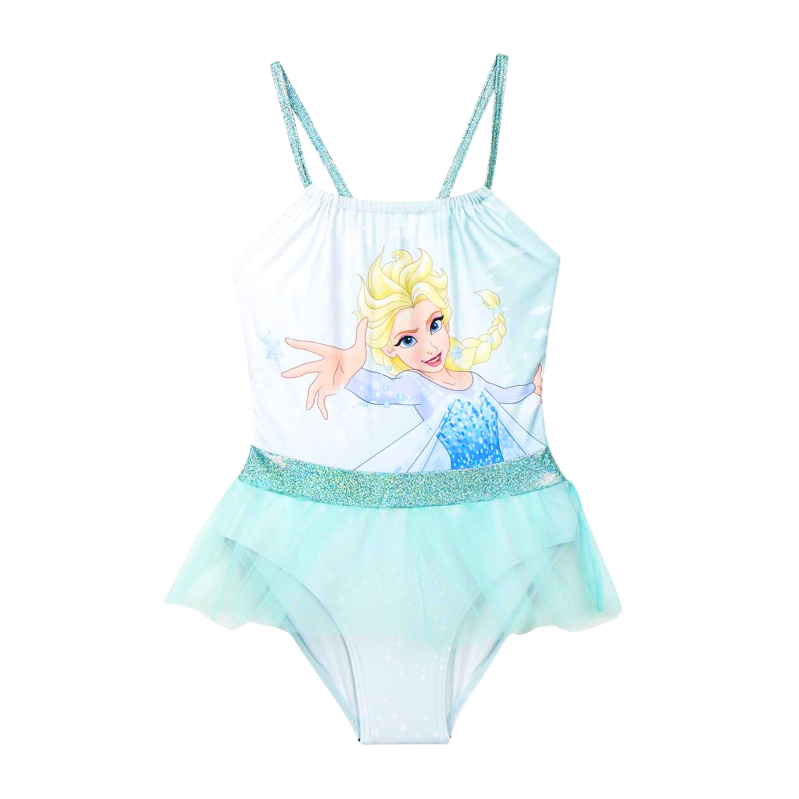 Disney Frozen Bañador para Niña, Diseño Elsa Bañador de Una Pieza con Tutu, Bañador de Natación Infantil para Niñas, Tallas 3 a 7 Años