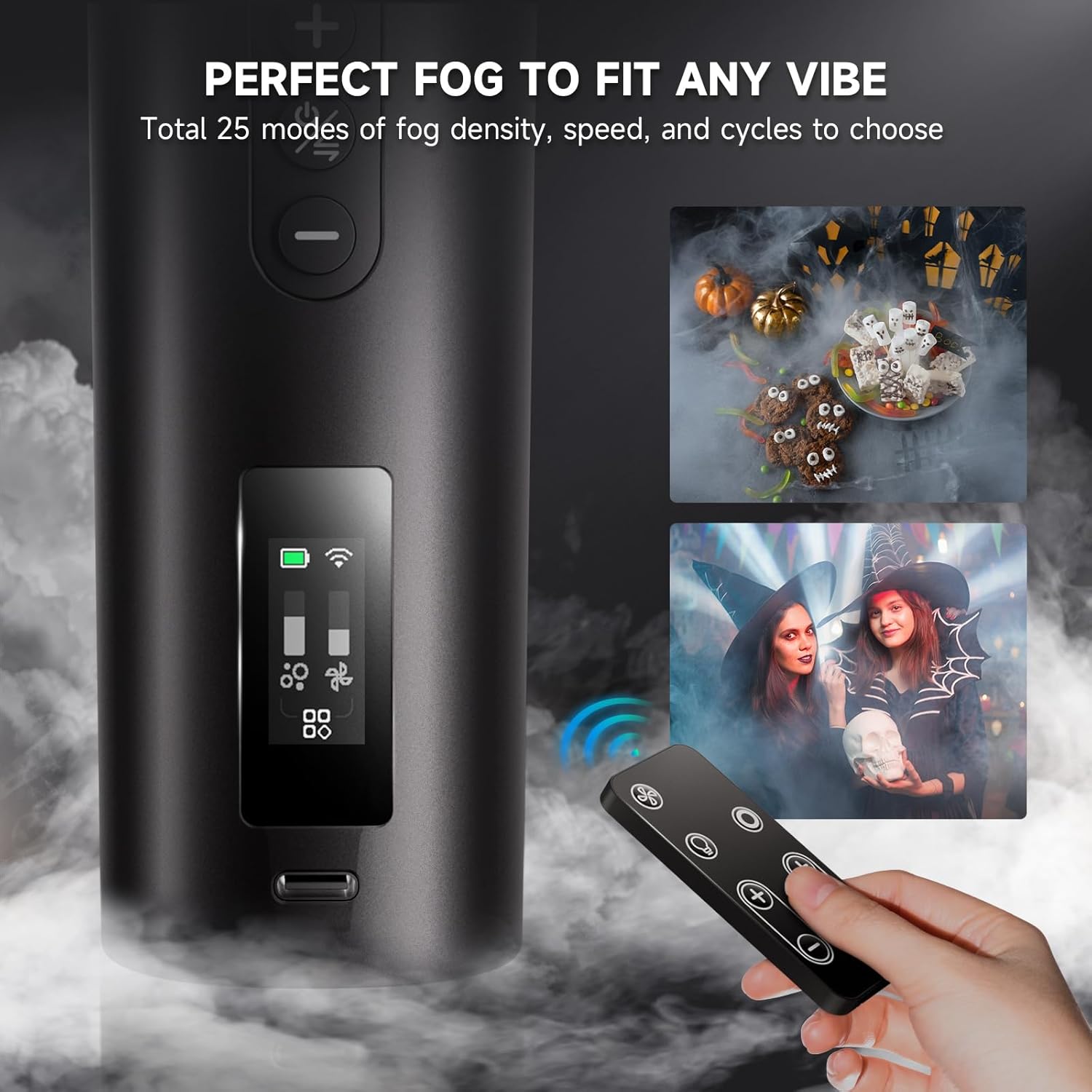 COLBOR Portable Fog Machine 40W with Remote Control, CF5 Mini Handheld Smoke Machine for Photography, Small Fogger Haze Maker for Indoor Outdoor Halloween Party Cosplay, Rechargeable Fog Machine