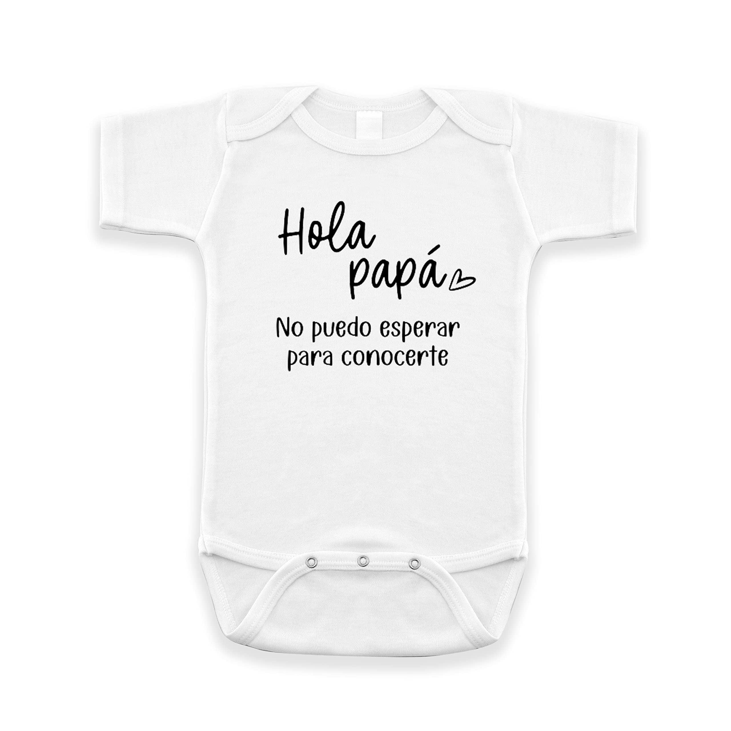 Hola Papá Spanish Pregnany Announcement Infant Bodysuit - Gift for New Dad to Be - Surprise Daddy Gift (White)