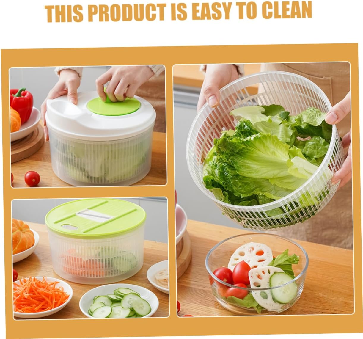 Cabilock Vegetable Washer Slicer Salad Dryer Spinner Fruit Spinner Strainer Bowl Kitchen Draining Basket White