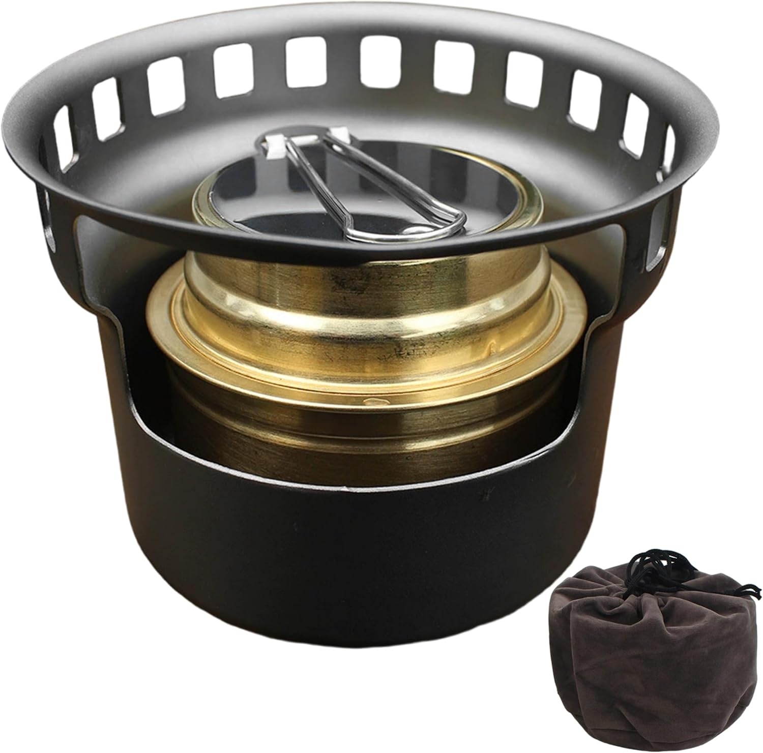 Mini Alcohol Stove, Backpacking Camping Stove With Stable Flame, Lightweight Outdoor Cookware - Gold