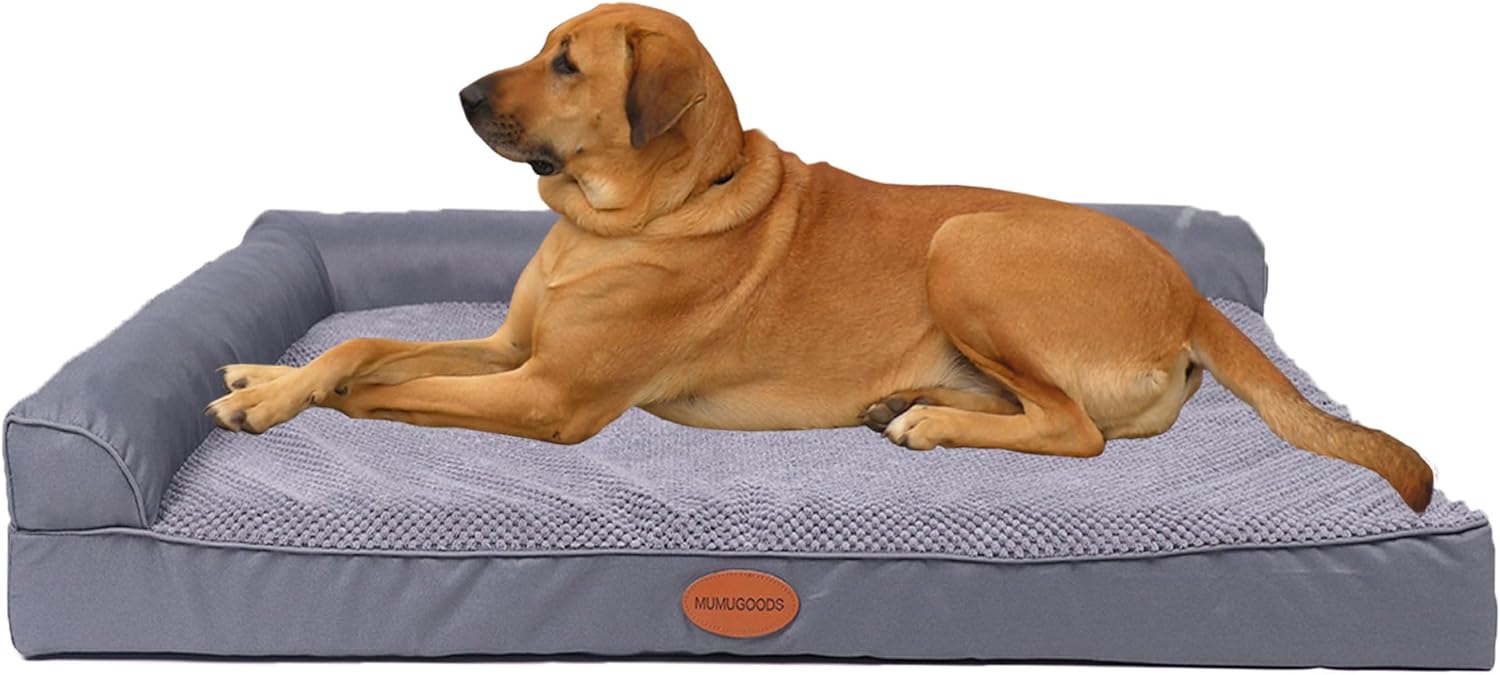 Orthopedic Dog Bed for Medium to Large Dogs 41x29x6.7 in | Egg Crate Foam, Waterproof Liner, Washable Cover, Non-Slip Bottom.