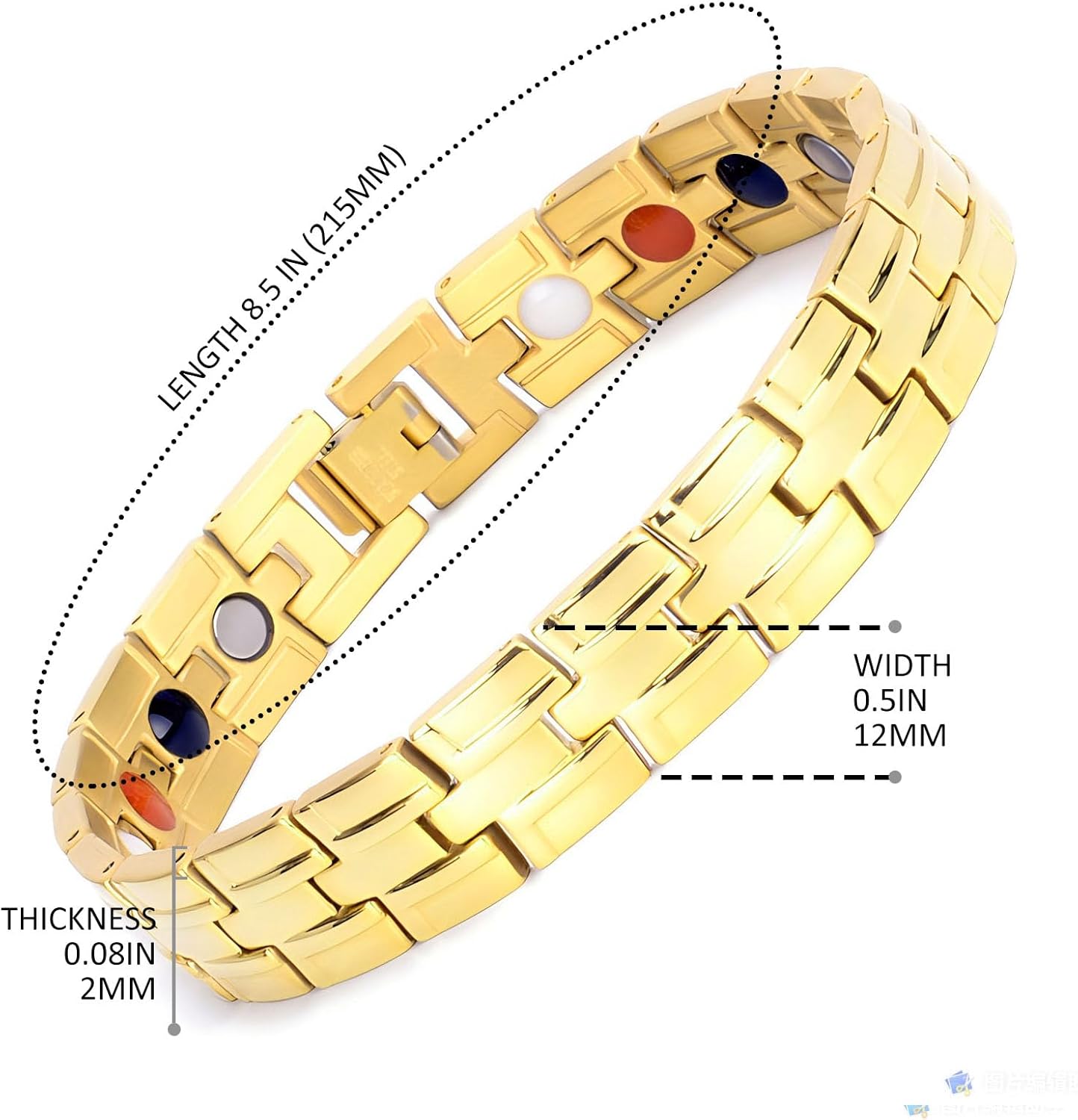 Stainless Steel Magnetic Therapy Bracelet For Men Women & Adjustable Length with Sizing Tool & Retro Bracelet Jewelry