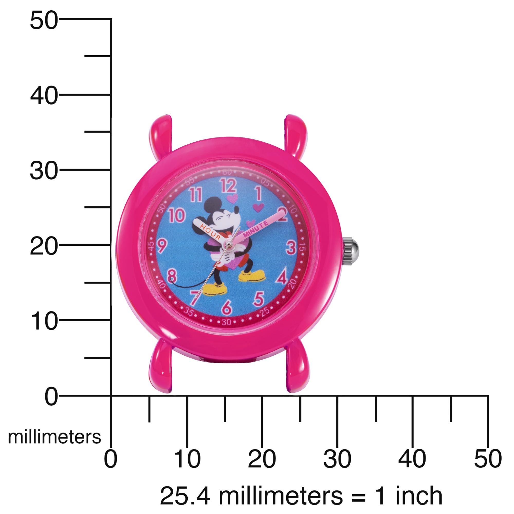 Disney Orologio analogico al quarzo con cinturino in silicone per insegnante di tempo in plastica per bambini, Rosa