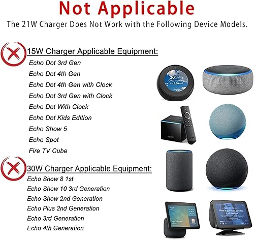 Miniatura 4 de Adaptador de corriente de repuesto de 21 W, cargador de Echo Enchufe de CC de 0.138 x 0.053 in compatible con Echo de 1 y 2 generación, cámara Echo