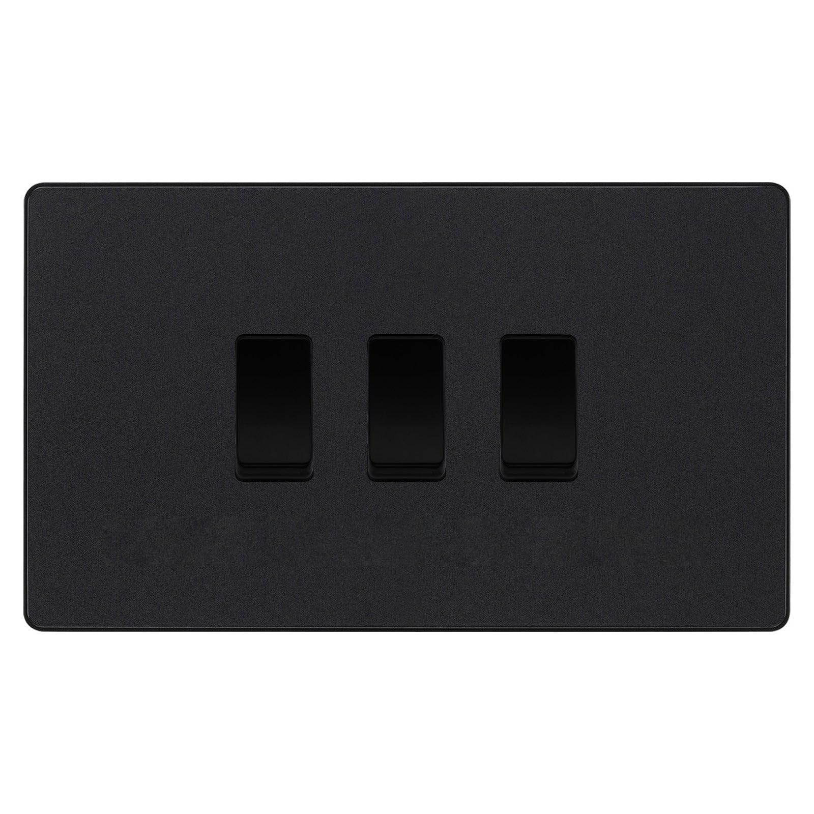 BG Evolve Matt Black 3 Gang Custom Grid Light Switch Double Format