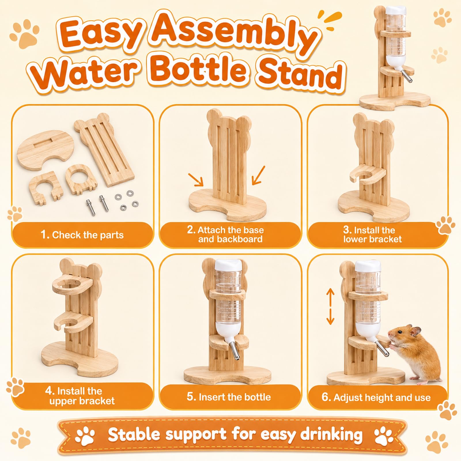 Juego de 3 plataformas de hámster con plataforma, escalera ondulada y túnel de hámster, accesorios de madera natural para conejillos de indias, chinchilla, conejos, animales pequeños (juego de