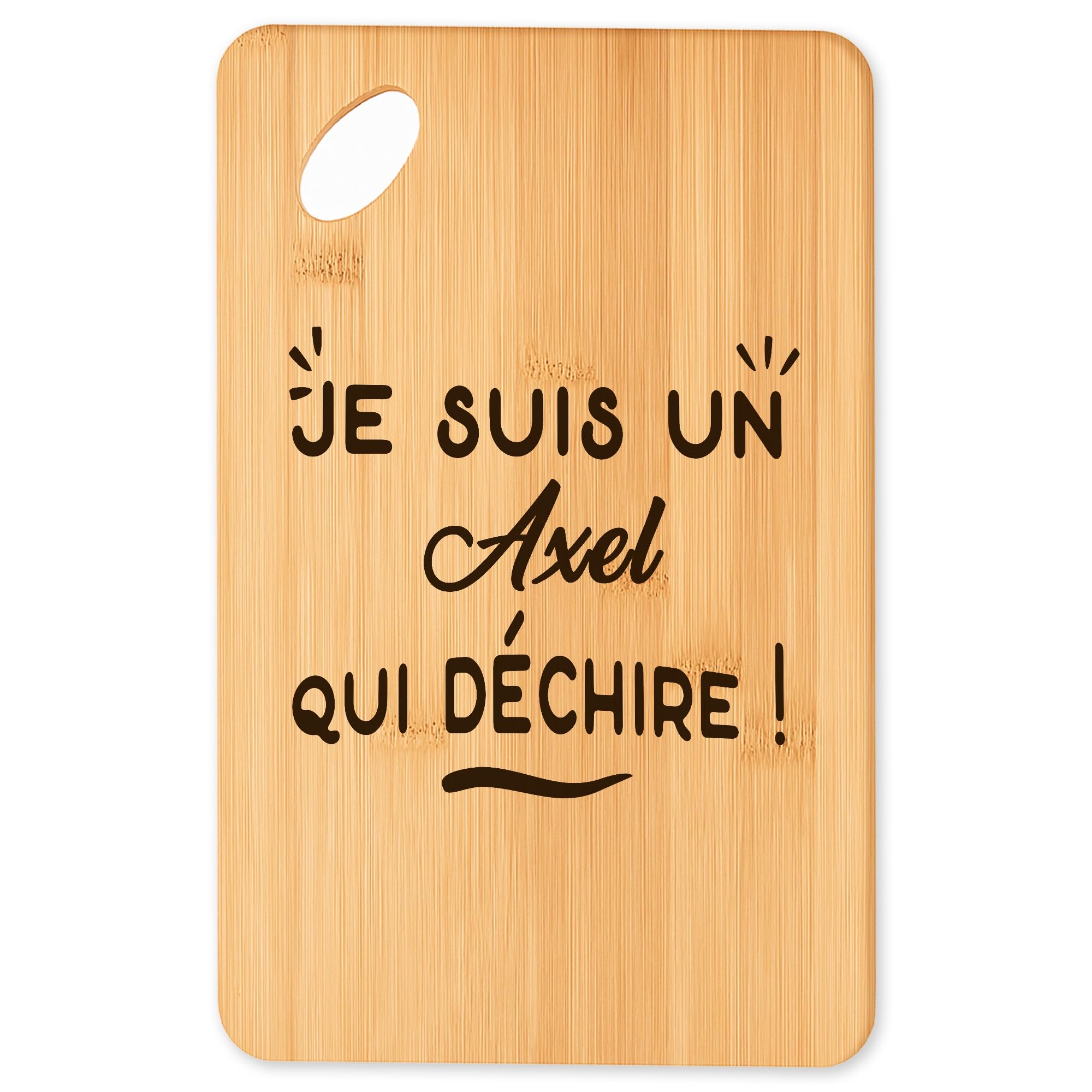 Cadeau original cuisine avec cette planche en bambou Axel Qui Dechire