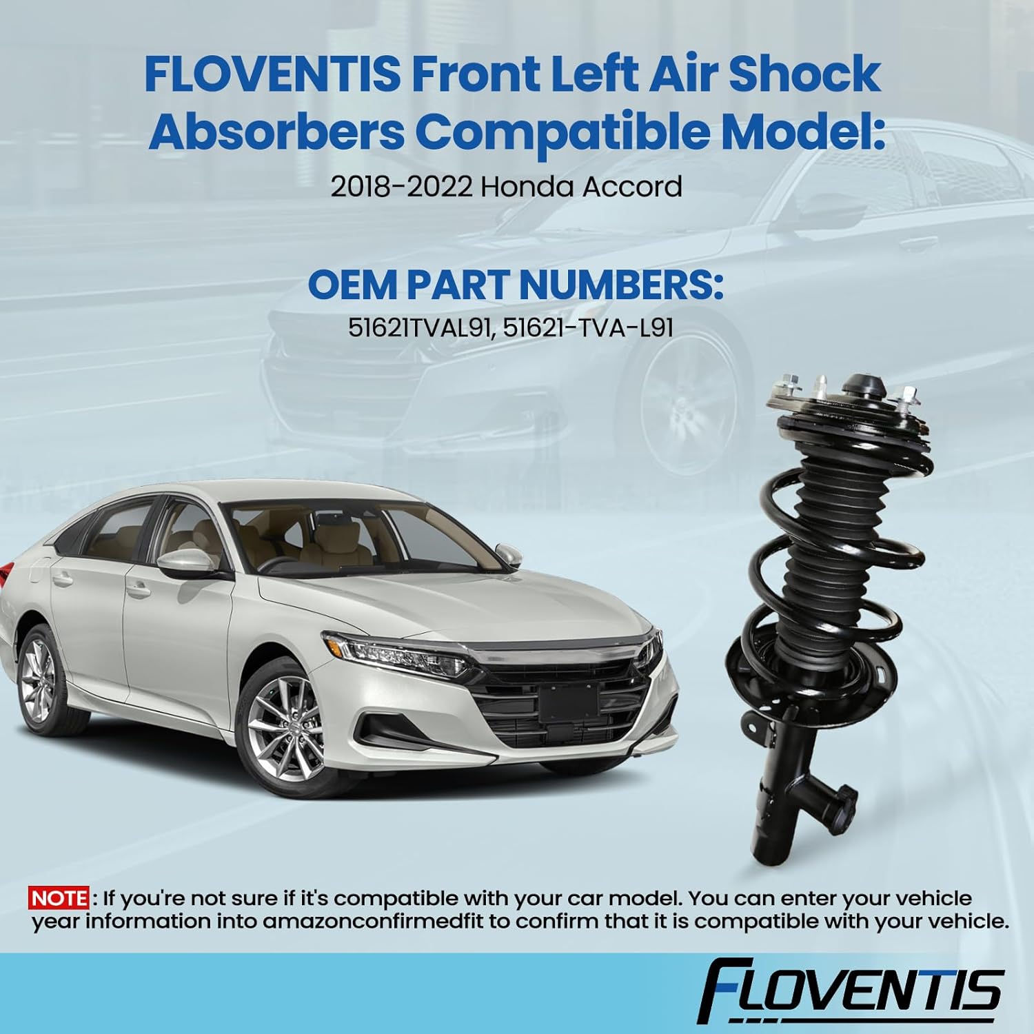 Air Suspension Shocks Absorbers for 2018-2022 Honda Accord Car Front Left Air Struts OEM Replace# 51621TVAL91, 51621-TVA-L91 (7S5161 x 1)