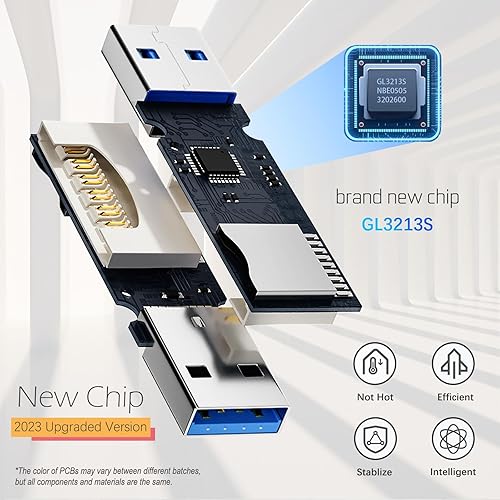 Vista 4 de Lector de tarjetas Micro SD USB 3.0, adaptador de tarjeta SD a USB de 2 en 1 de 5Gbps, lector de tarjetas de memoria Wansurs para tarjetas SDXC