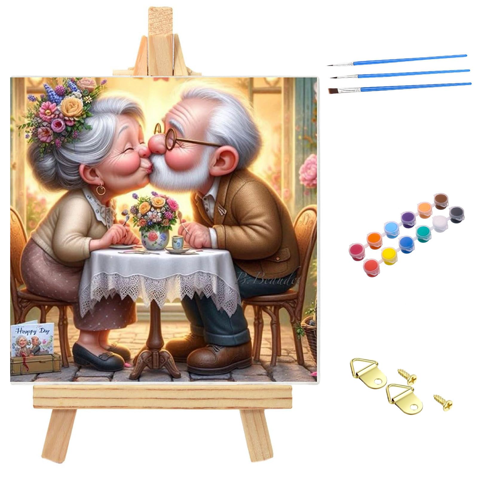 Jiqinsiye Grandmas Adults Paint by Number Kits,Flowers Painting by Number Kits on Canvas,Love Large Color by Numbers Adult Watercolor Gifts for Friends Wall Decor