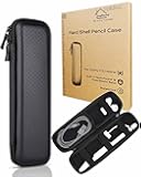 Slim Hard Pen Cases for Adults, Travellers, Insulin Travel, Thin Black Pencil Case Hard Shell, Small Waterproof Pencil Box Organizer for Apple Pencil Usb C, Headphones, Executive Fountain Pens